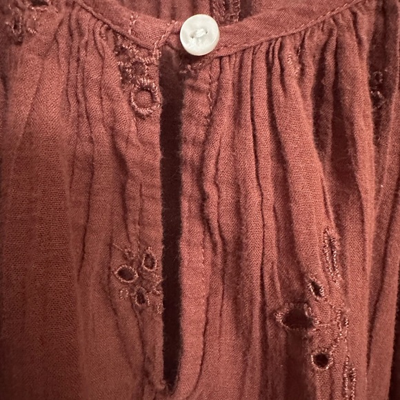 Aerie Maroon Eyelet Blouse oversized Size Large - Picture 4 of 7